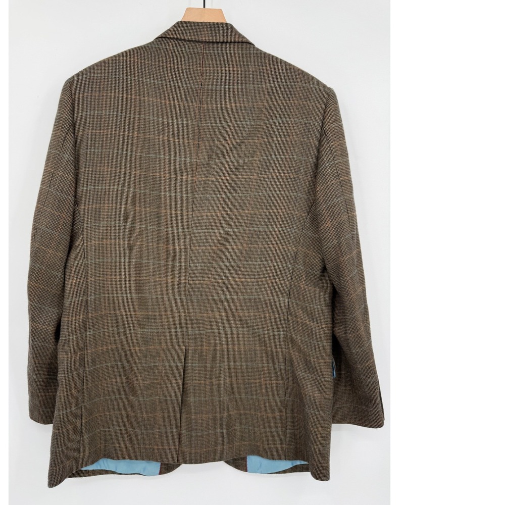 Alan Flusser Blazer Men 40R Brown Plaid Lambswool Sport Coat Professional Career - Picture 2 of 10